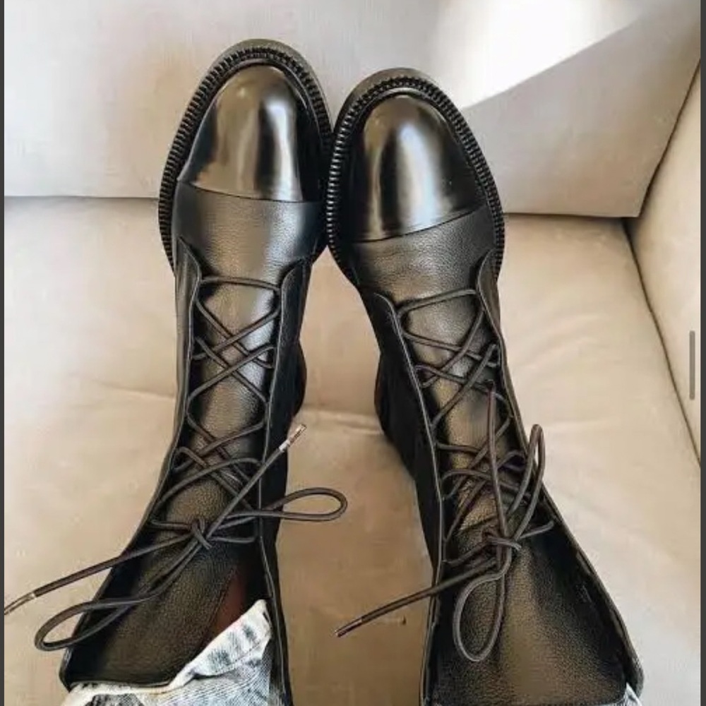 Inch2 Black Women's Lace-Up Boots